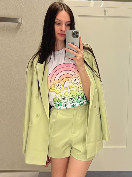 

women's t shirt t shirt bunga pelangi pakaian musim panas wanita 2023 kaus korea lengan pendek kasual leher o atasan oblong fashion 230, White