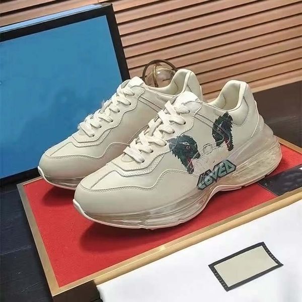 

classic mens women rhyton crystal bottom outdoor sport casual shoes vintage trainers sneakers retro do old walking leather tennis 5-45 07, Black
