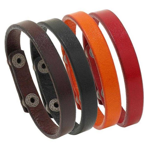 

mens ornament jewelry simple ins charm style fashionable all match light board cattle leather bracelet, Golden;silver