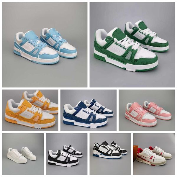 

designer l&d men causal shoes fashion woman leather lace up platform sole sneakers white black mens womens luxury velvet suede 35-45