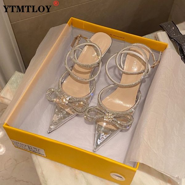

sandals springautumn women's shoes fashion butterfly-knot narrow band bling patchwork cross-tied crystal pointed toe pumps sandals 2305, Black