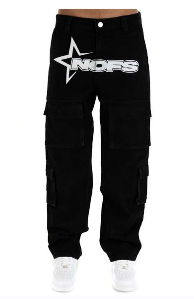 

men's pants y2k jeans men 2023 vintage streetwear bet print jeans casual straight wide leg pants men's high street retro hip hop j, Black