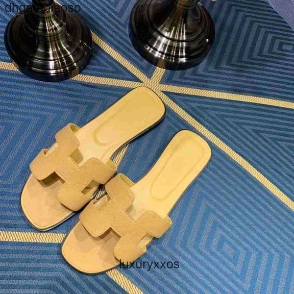 

beach shoe h slipper orans slide sandal slippers outwear leather 2023 designer women's summer h high large flat bottom px72oran
