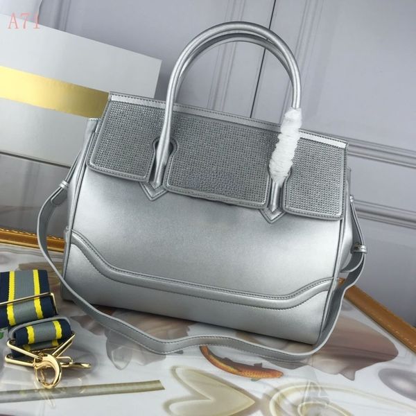 

women the tote bag shopping shoulder diamond handbag cowhide genuine leather bags luxury designer luxurys handbags silvery totebag a7202