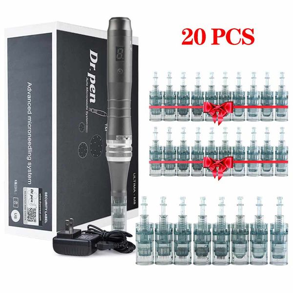 

m8 dr pen with 20pcs cartridges beauty microneedle roller derma pen microneedling