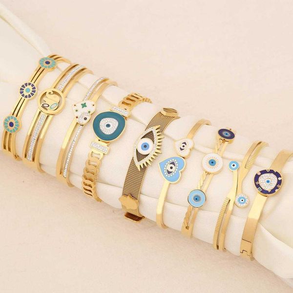 

accessories personality dripping oil eye bracelet temperament stainless steel fashion, Golden;silver