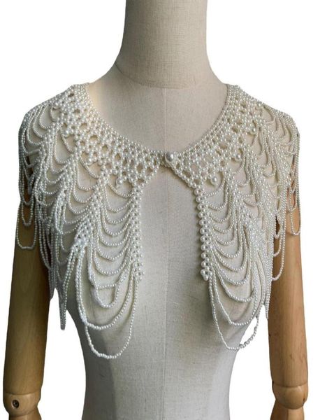 

pearls jacket body waistcoat wedding accessories bobychain jewelry for wedding bridal party4995176, White