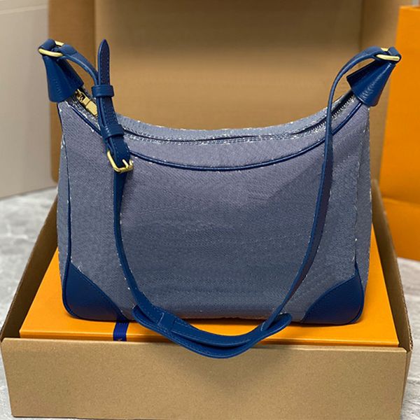 

denim vintage bag designer croissan bags women crossbody bags classics shoulder bags handbags crescent armpit bags purse real leather adjust