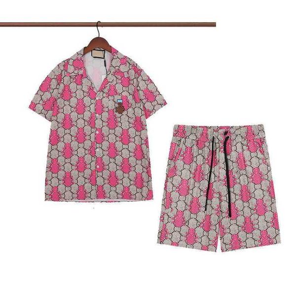 

men's tracksuits ww hawaii floral letter print beach shirts designer silk bowling shirt casual men summer short sleeve dress -3xl 3v2v, Gray