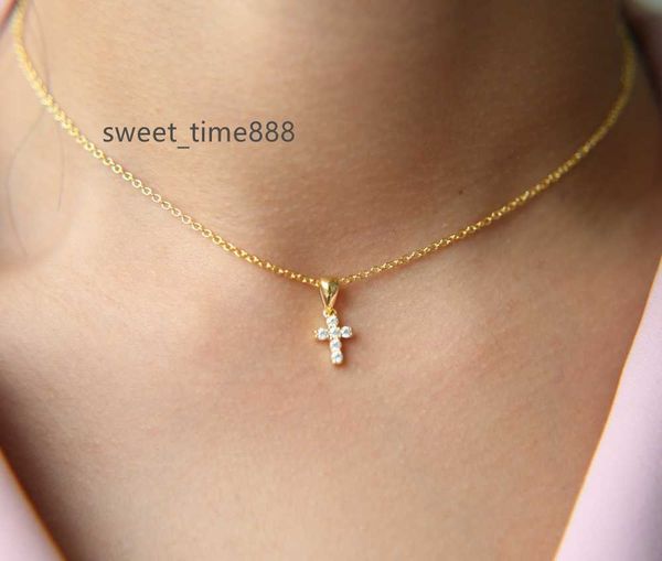 

2022 gold jewelry pave 5a bling zirconia cross pendant 925 sterling silver necklace