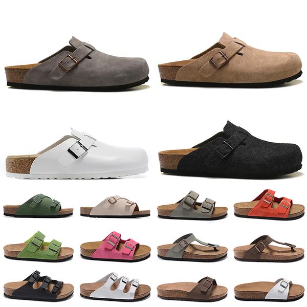 

boston clogs sandals designer slippers clog mens women leather flip flop loafers pull cork suede sandal slides dhgate platform sliders size, Black