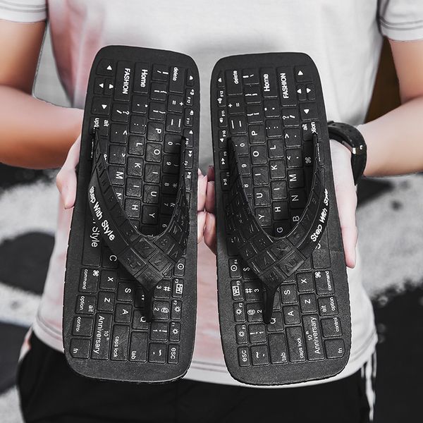 

slippers summer funny keyboard for men cool soft sole platform beach flip flop indoor outdoor garden shoes clogs size 3944 230510, Black