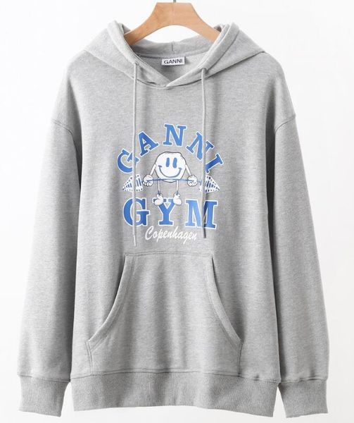 

ganni womens hoodie pullover sweatshirt designer hoodies women clothing casual gym, Black
