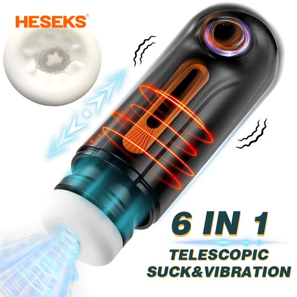 

wool yarn 6 in 1 male masturbator powerful vibrating thrusting blowjob sucking masturbation stroker real vaginal toy for me, Black;white