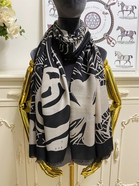 

women's long scarf scarves shawl 100% cashmere material letters flowers pattern big size 190cm -105cm, Blue;gray