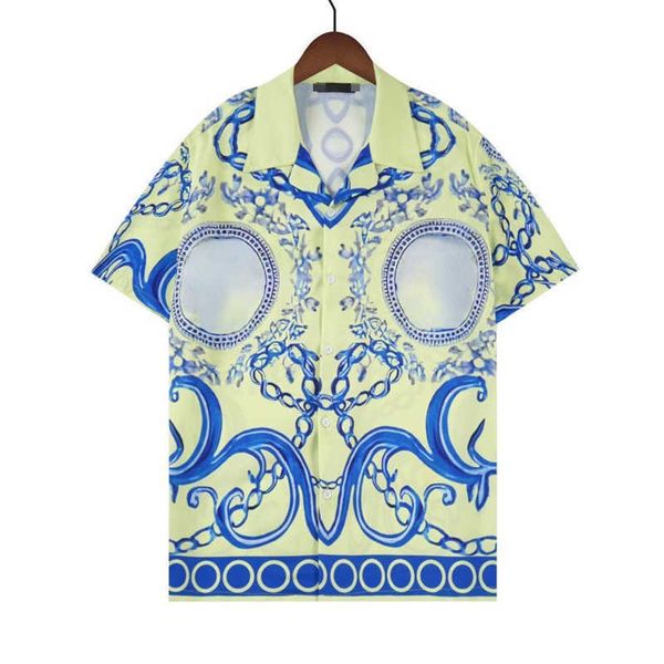 

luxury brand mens silk shirt fashion button cardigan medusa 3d printing man designer shirts summer short sleeved t shirt hawaii casual tshir, White;black