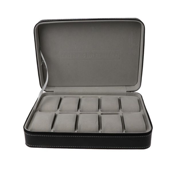 

watch boxes cases bag portable travel zipper pu leather storage case jewelry display the for home 230509, Black;blue