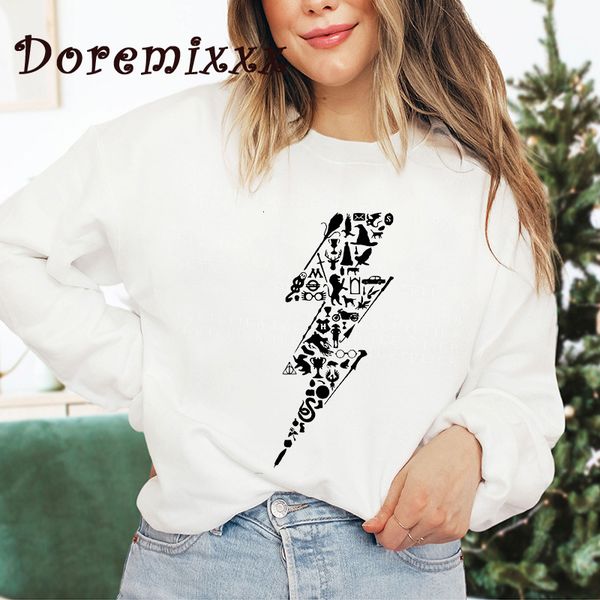 

women's hoodies sweatshirts 2023 wizard lighting bolt magic graphic sweatshirt men women long sleeve hoodie pullovers streetwear 23051, Black