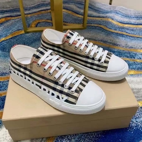 

designer striped vintage sneaker men women plaid logo printed cotton sneakers platform casual shoes season shades flats trainers brand class, Black