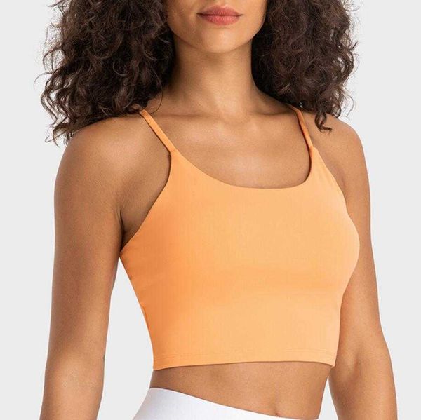 

lu-523 thin shoulder beauty sports bra women underwears lu yoga vest gym clothes workout fitness tank with padded, White