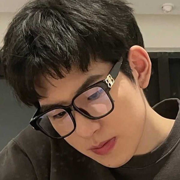 

new anti blue men large frame square flat light powder blusher ins fashionable decorative glasses for women, White;black