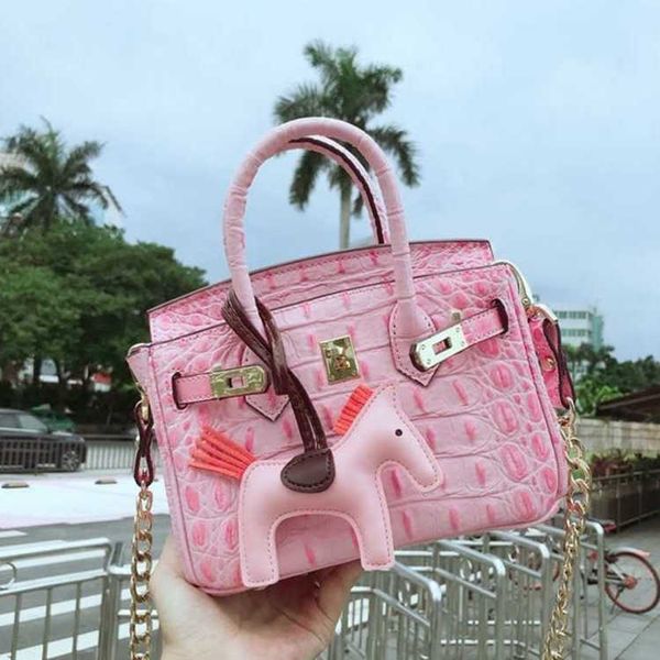 

designer bag tote bag handbags crossbody bag new crocodile bone real leather bag women's mini bag chain leather one shoulder lock bag 4