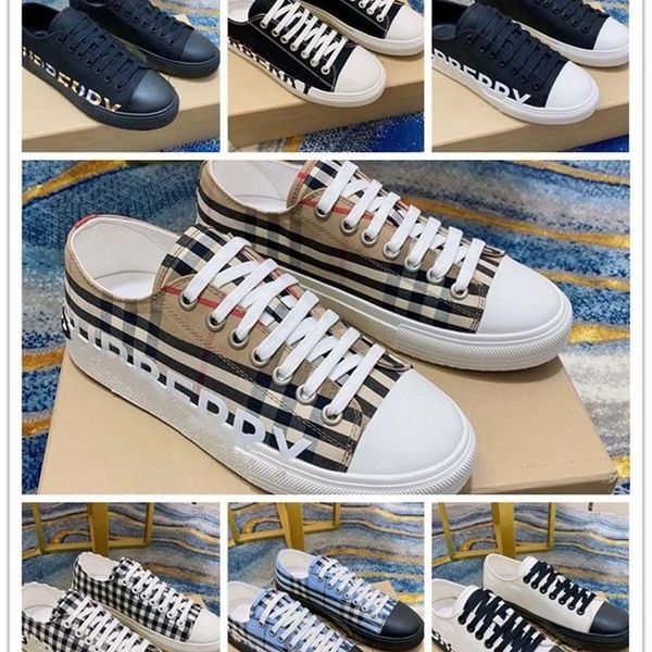 

designer striped vintage sneaker men women plaid logo printed cotton sneakers platform casual shoes season shades flats trainers brand class, Black