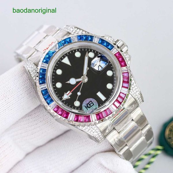 

waterproof watch classic style watches men wristwatch automatic man's watchs 41mm ceramic wristwatch rainbow bezel green dial 2836 move, Slivery;golden