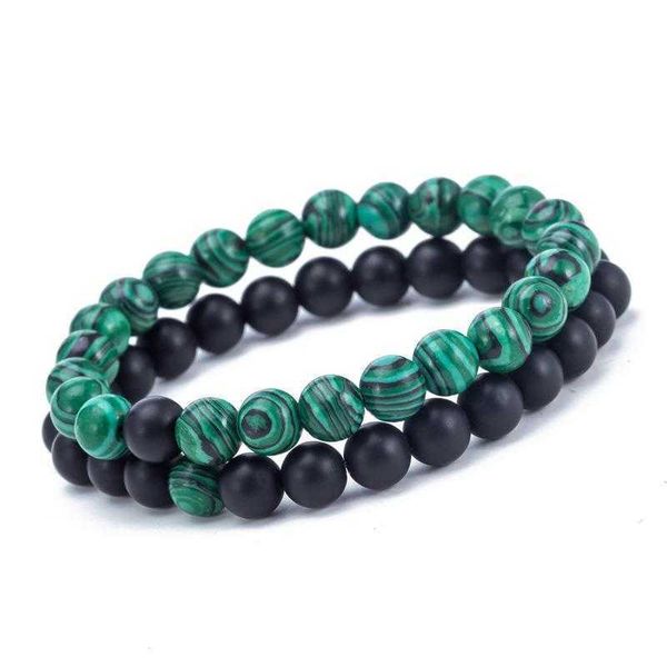 

selling ornament matte black bracelet frosted stone malachite couple, Golden;silver