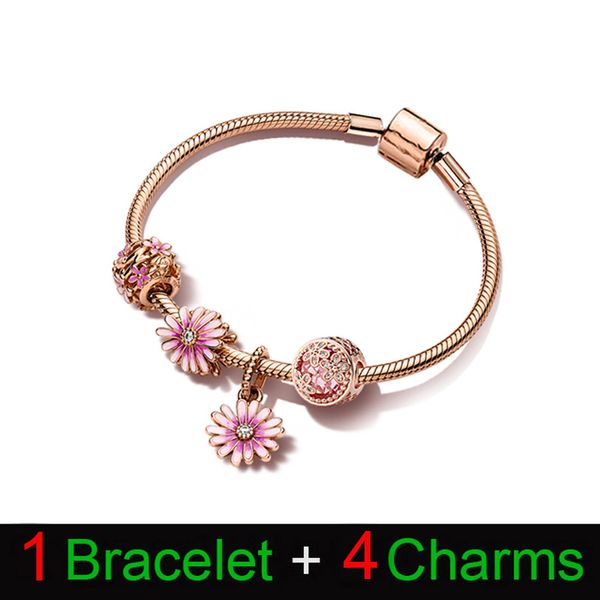 

new popular 925 silver designer bracelet set garden series charms bracelets fit original pandora beads diy for women engagement gift luxury, Golden;silver