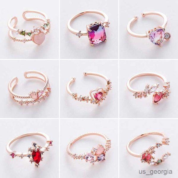 

band rings new fashion crystal zircon rings sweet elegant flower ring for girl women finger jewelry bridal gift delicate, Silver