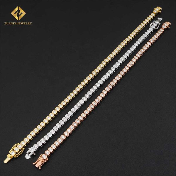 

zuanfa jewelry fashion wholesale bling 3mm width tennis chain silver moissanite tennis bracelet