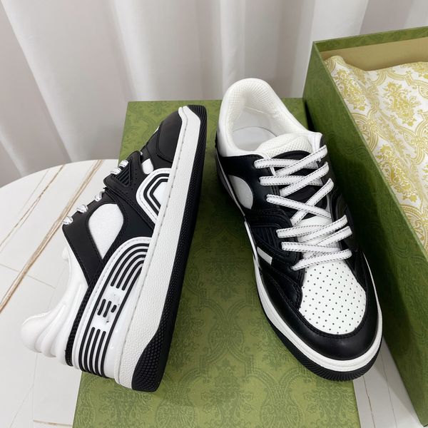 

sports shoes lovers shoes basketball shoesshine leather 2023 couple designer quality women heel leather sneakers brushed platform comfortabl, Black
