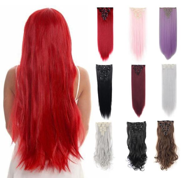 

hair bulks lelinta 18039039 24039039 straight wavy curled natural clip in extensions thick full head long soft silky s2272474, Black