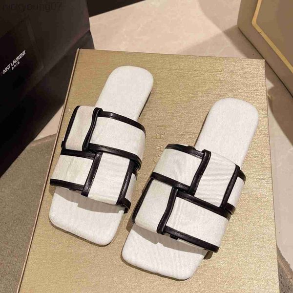 

slippers 2023 fashion flat slippers women weave slides sandal ladies mules outdoor beach lady shoes woman home slippers female flip flops y2, Black