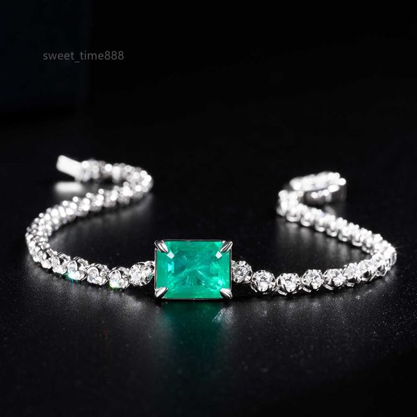 

custom luxury jewelry crystal bracelet women diamond tennis emerald green gemstone 925 sterling silver bracelet