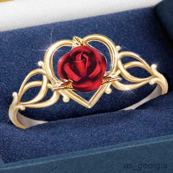 

band rings designer jewelry for women heart rose flower rings for women wedding ring valentines day gift aesthetic jewelry mujer, Silver