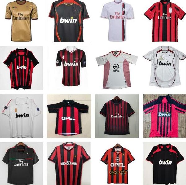 

ac milans retro soccer jerseys kaka baggio maldini van basten pirlo inzaghi gullit shevchenko vintage shirt classic kit 93 94 95 96 97 06 07, Black;yellow