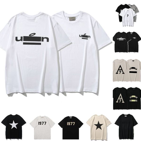 

men's t-shirts summer tee luxury designer ess tees t-shirts fog essen season 8 flocking letter e mens womens round neck short sleeve fe, White;black