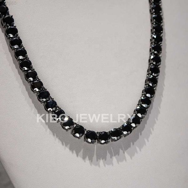 

gorgeous 925 sterling silver black plated 8mm round cut black moissanite tennis chain