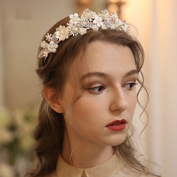 

stunning silver color floral bridal crown wedding hair tiara accessories handmade women prom hairband