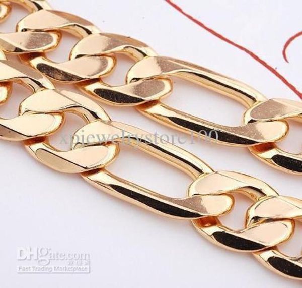 

whole lowest men039s 18k yellow gold filled necklace 23quotfigaro chain 11mm wide jewelry3467117, Silver