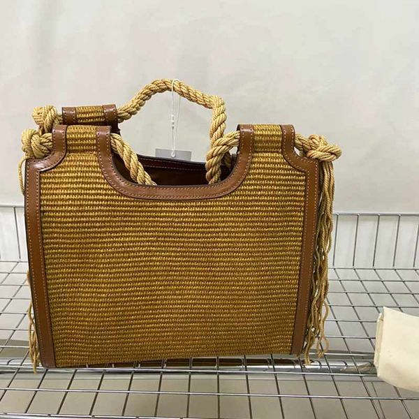 

evening bags straw woven oneshoulder rope tassel embroidery women 230509