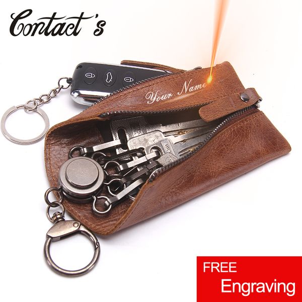 

bag organizer vintage genuine leather men key wallet for car chain covers zipper case male holder housekeeper s 230509, Blue;pink