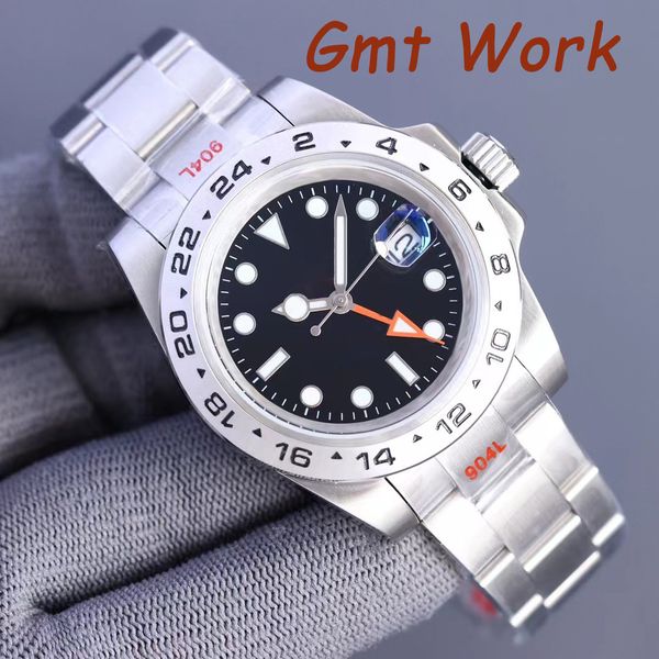 

watch automatic mens mechanical watch luxury watches for men gmt work fashion watches full stainless steel and rubber strap dial wristwatch, Slivery;golden