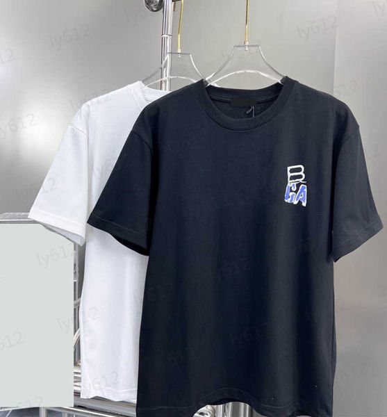 

designer black mens t shirts summer fashion blue brand letter double b lock button logo printed cotton loose design streetwear tees male cl, White;black