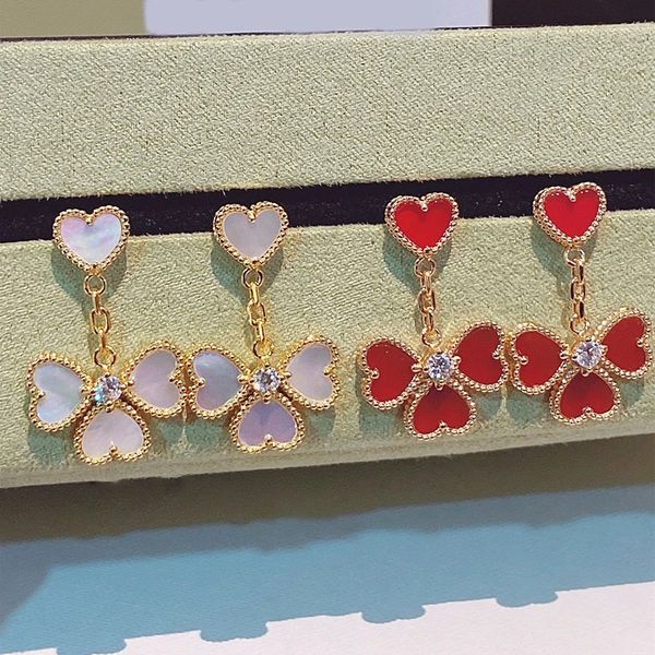 

new heart love earrings for women luxurys designer jewelry perlees couleurs round earring van earrings fritillaria earstuds gold alhamb effe, Golden