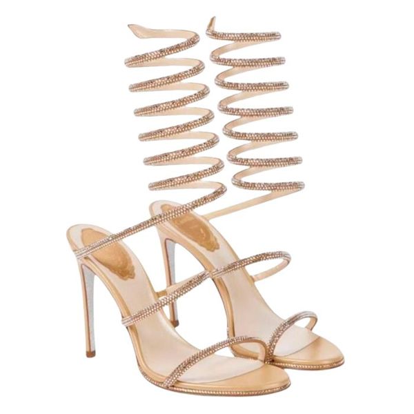 

rene caovilla cleo stiletto heels sandals luxurys designers fashion heel women shoes dress shoe summer ladies slipers rhinestone studded sna, Black