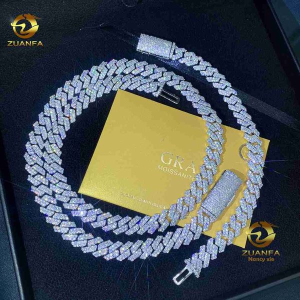 

sell drop shipping iced out cuban link vvs diamond hip hop jewelry 8mm 10mm moissanite cuban chain, Silver