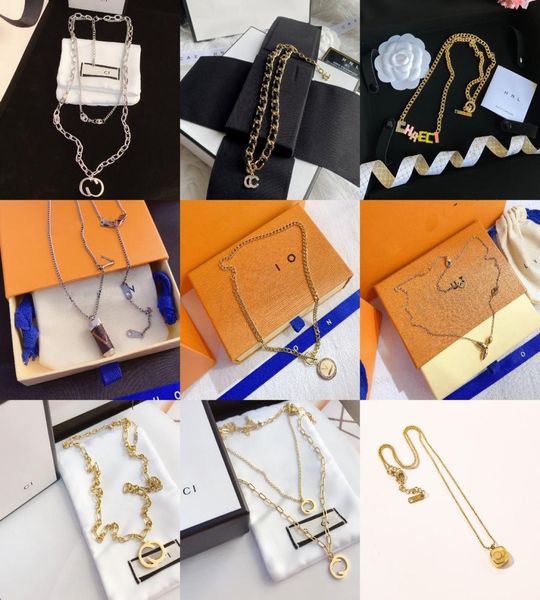 

20 style luxury designer necklace pendant necklaces designers stainless steel plated faux leather letter for women wedding jewelry2805065, Silver